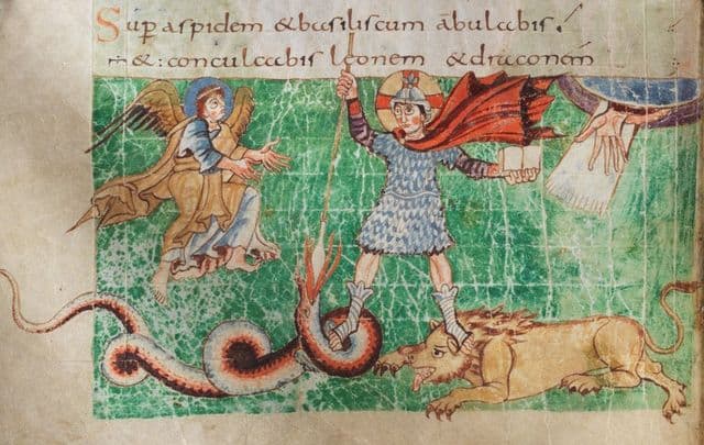 9th-century image of Christ as a heroic warrior in the Stuttgart Psalter